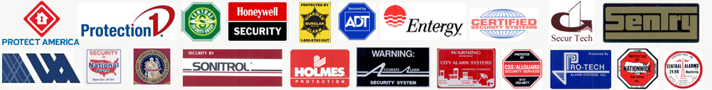 Logos of companies Rooney & Associates has worked with in the alarm industry